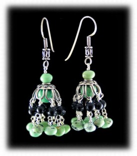 Green Turquoise Beaded Earrings