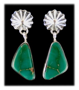 Nevada Green Turquoise in Silver Earrings