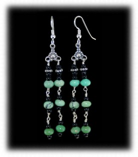 Green Turquoise Beaded Dangle Earrings
