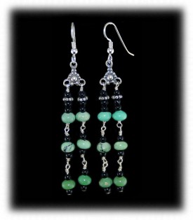 Green Turquoise Beaded Dangle Earrings