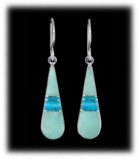 Green Turquoise Inlay Earrings - Variscite