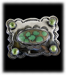 Mens Turquoise Belt Buckle, Green Turquoise Mens Buckle