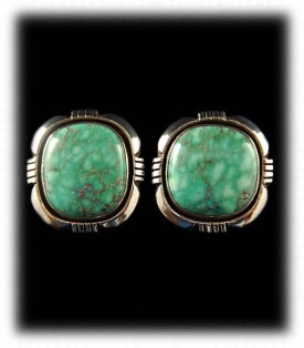 Green Turquoise Earrings - Silver Post Earrings