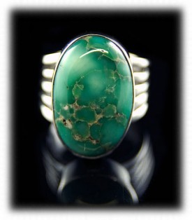 Durango Colorado Artisan Handmade Sterling Silver and Turquoise Ring  with Broken Arrow Variscite from Mina, Nevada