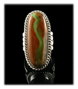 Natural Hachita Boulder Turquoise and Sterling Silver Ring by John Hartman of Durango Silver Company