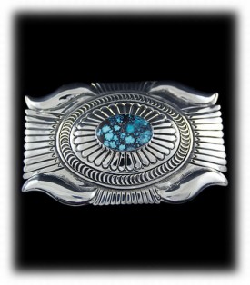 Navajo Handmade Silver Buckle - Handmade Silver Jewelry by Durango Silver Company