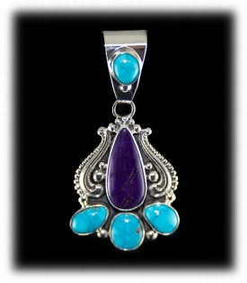 Silver and Turquoise Pendant - Handmade Silver Jewelry