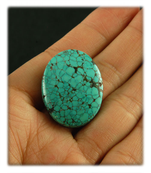 Hubei Chinese Spiderweb Turquoise cabochon ring