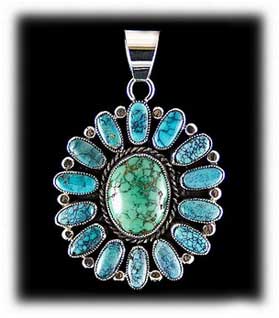 Cluster Indian Turquoise Jewelry with Spider Web Turquoise