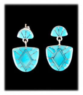 American Indian Inlaid Turquoise Earrings