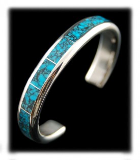 Inlaid Spiderweb Turquoise Bracelet