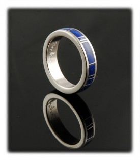 Inlay Wedding Ring with Lapis Lazuli