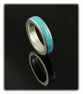 Sleeping Beauty Turquoise Inlay Wedding Ring