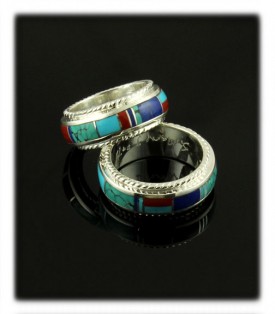 Inlay Wedding Ring  by Stanley Manygoats