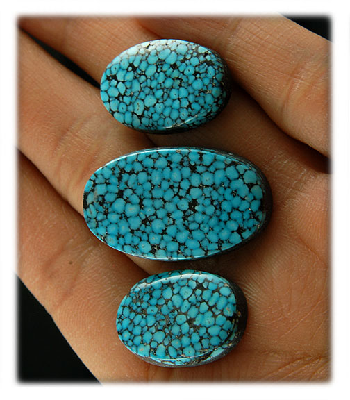 High Grade Kingman Spiderweb Turquoise Cabochons