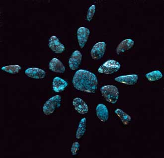 Lander Blue Spiderweb Turquoise Cabochons from the Hartman Collection