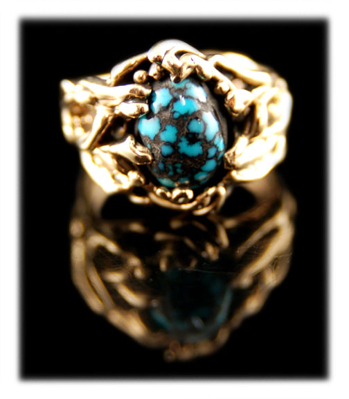 Lander Blue Spiderweb Turquoise gold ring