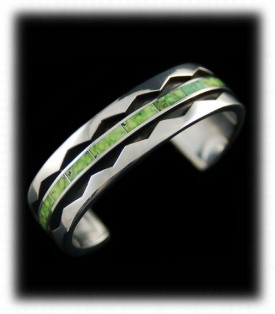 Lime Green Turquoise Mens Silver Bracelets