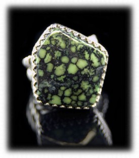 Lime Green Tortoise Turqoise Ring - fossil Turquoise