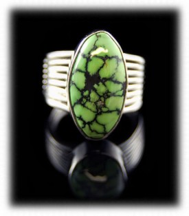 Lime Turquoise and Silver Ring