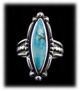 Womens Sterling Silver and natural Lookout Mountain Turquoise Ring