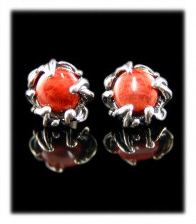 Coral sterling silver post earrings