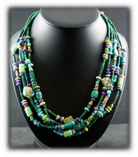 Treasure Malechite and Turquoise Bead Necklace