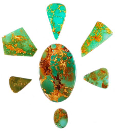 Manassa Turquoise Cabochons are great examples of Natural Colorado Turquoise