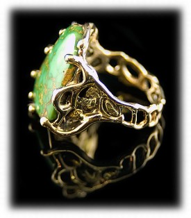 14K Gold Manassa Mens Turquoise Ring