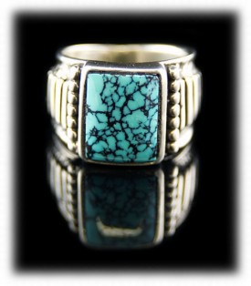 Mens Band Rings - Turquoise Saddle Ring