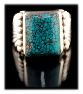 Tibetan Blue Spiderweb Turquoise Ring