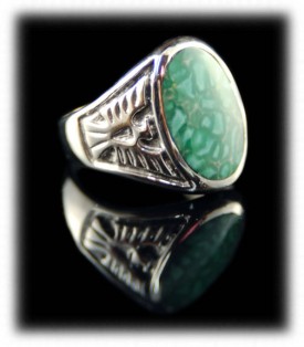 Mens Turquoise Inlay Native American Handmade Silver Rings