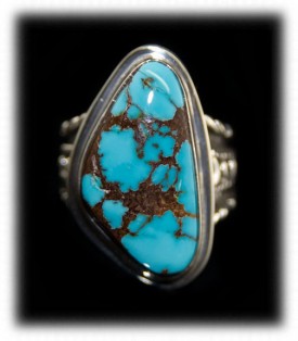 Mens Silver Ring with Blue Turquoise