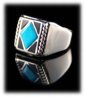 Mens Inlay Turquoise Silver Jewelry