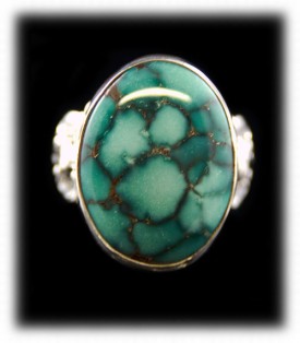 Mens Spiderweb Turquoise Ring, Mens Gold Turquoise Rings