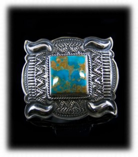 Mens Silver Jewelry - Silver Buckle with Turquoise