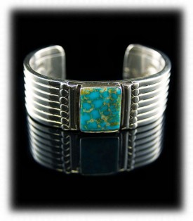 Mens Silver and Turquoise Bracelet