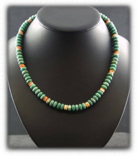 Mens Turquoise Beads, Green Turquoise Mens Beads, Mens Bead Necklace