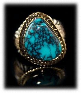 Spiderweb Mens Turquoise Ring