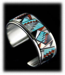 Zuni Inlay Mens Turquoise Bracelet