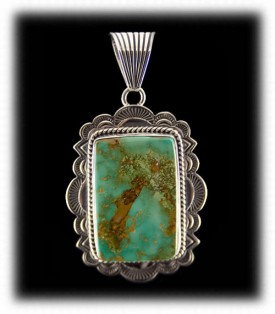 Mens Green Turquoise Necklace Pendant