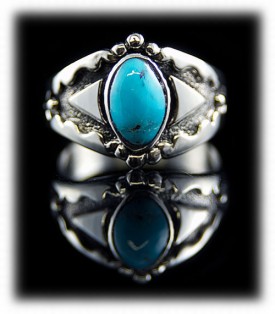 Mens Turquoise Ring - Saddle Design