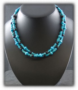 Black Onyx and Turquoise Beaded Necklace