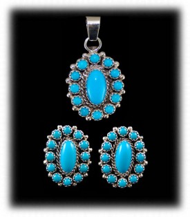 Turquoise Native American Earrings and Pendant