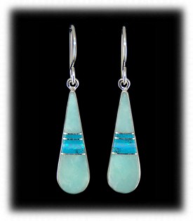 Native American Indian Turquoise Inlay Earrings