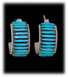 Turquoise Needlepoint Earrings - Native Indian Jewelry