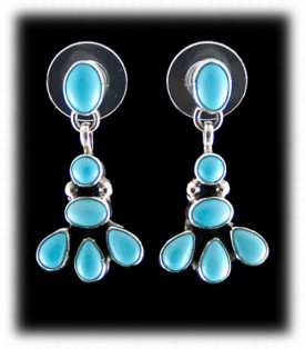 Blue Turquoise Earrings - Navajo Handmade