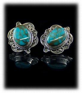 Navajo Blue Turquoise Stud Earrings