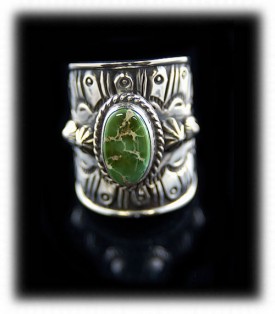 Green Turquoise Navajo Silver Ring - Navajo Jewelry