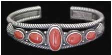 Coral Navajo Indian Jewelry Bracelet